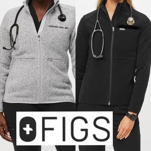 Two FIGS On-Shift Fleece & Sweater Jacket